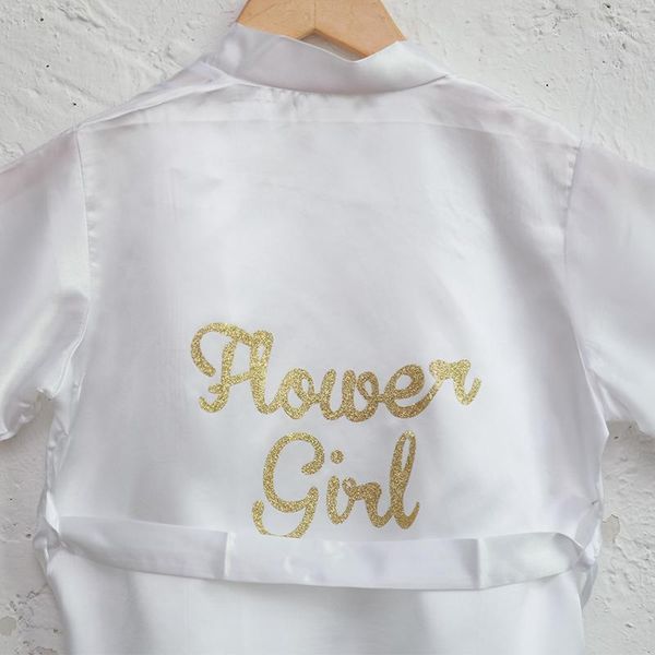 

mr&mrs right solid silk robe for kid wedding dressing nightgown satin child robe flower girl for bridal junior bridesmaid1, Black;red