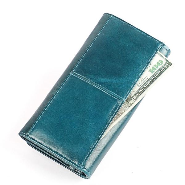 

long wallet multi-card slot large capacity anti-theft clutch wallet ladies new ladies fashion genuine leather long purse cowhide, Red;black