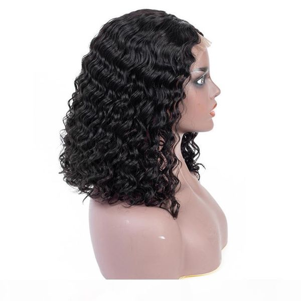 

wholesale water wave short bob wigs water wave bob wig indian human hair lace front wigs short wig brazilian human hair wigs, Black;brown