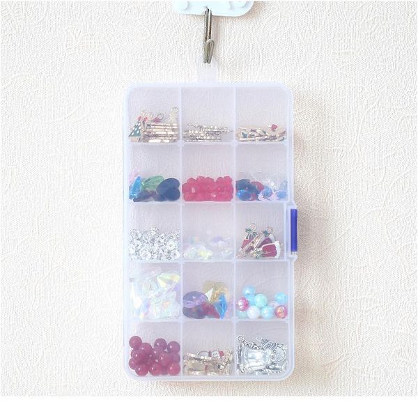 

9 sizes plastic storage jewelry box compartment adjustable container for beads earring box for jewelry rectangle jllzbt, Black;white
