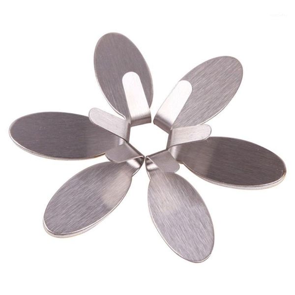 

hooks & rails 6pcs stainless steel mini self adhesive sticky wall hangers suction powerful rack bathroom kitchen accessories1