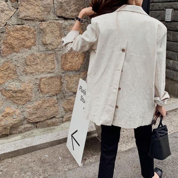 

2021 autumn women fashion loose casual blazer lapel back single-row button loose jacket ladies suit qb1621, White;black