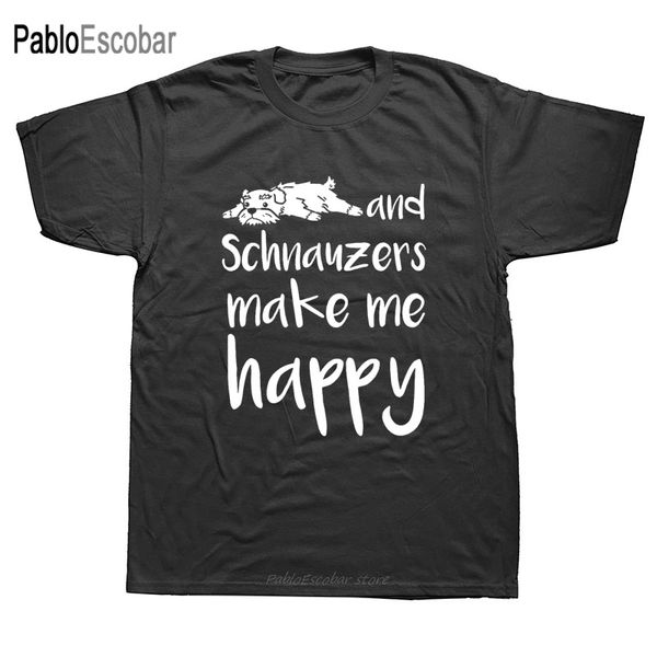 

novelty schnauzers make me happy mens short sleeves oversized streetwear hip hop printed tees hoodie designers t shirts sweatshirt