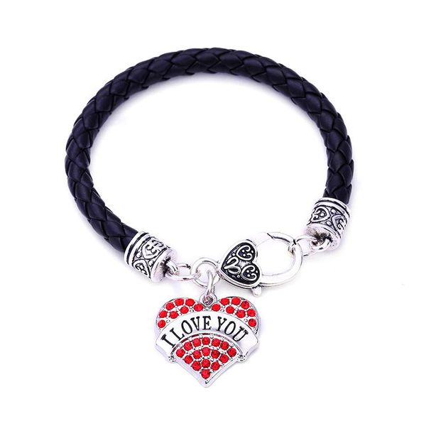

price rhodium plated with crystals i love you heart charm bracelet, Black