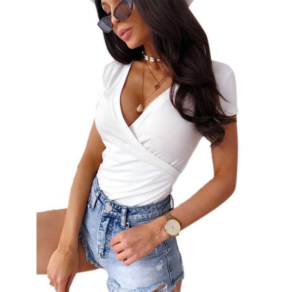 

casual summer t-shirt basic white apricot yoga shirts v-neck short-sleeved cross design shirt -xxl fast shipping, White;red