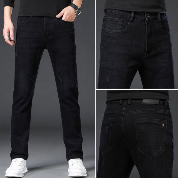

men's jeans 2021 youth elastic slim straight men ,men's skiny ,black men,plus-size 28-40, Blue