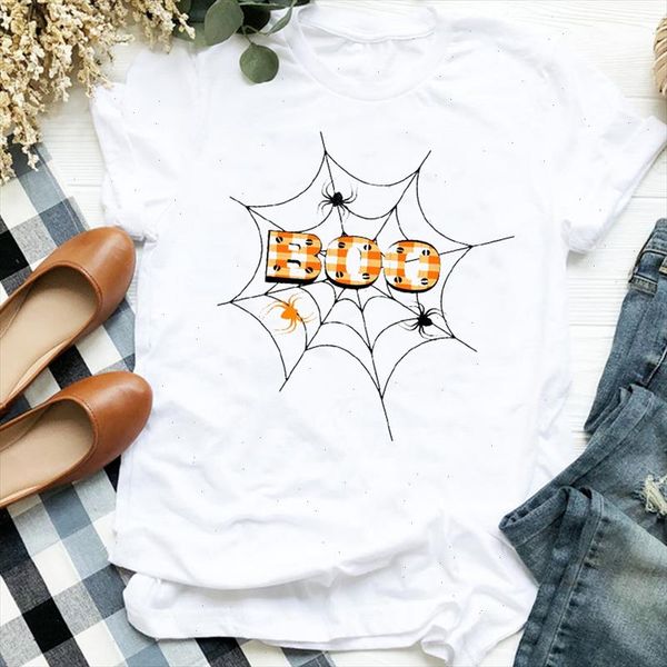 

women lady spider web fashion 90s thanksgiving halloween print tshirt female t tee womens shirt clothes graphic t shirt, White