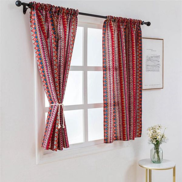 

curtain & drapes 1 panel half blackout printed plaid stripe pattern thermal insulated curtains treatment short blinds rod pocket for small w