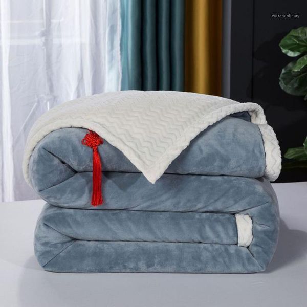 

solid color double-layer blanket thick lamb wool blanket flannel bed sheet cover bedspread for the couch1