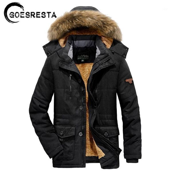 

brand warm thicken winter jacket parkas coat men fur collar casual fleece men jacket large size l-6xl1, Black