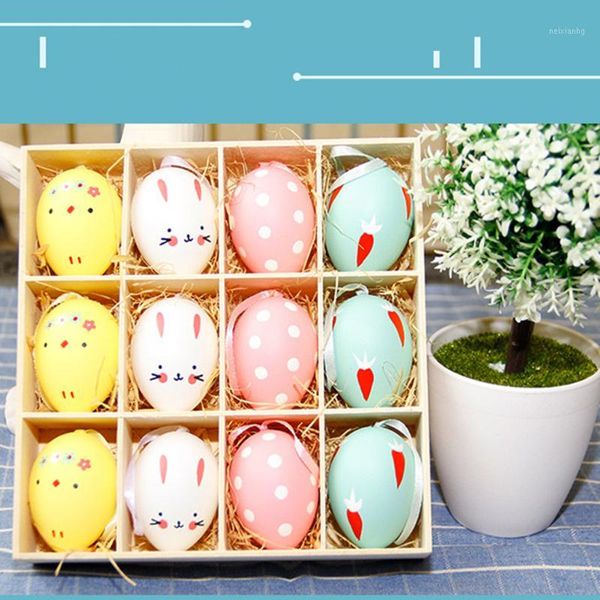 

christmas decorations 12pc colorful baby kid drawing painting happy easter eggs color egg birthday gift home decoration supplies t9#1