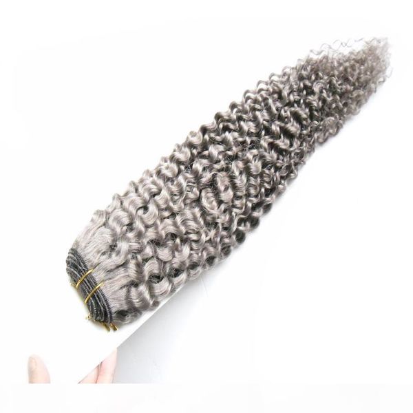 

grey kinky weave hair bundles 100g 1pcs brazilian human hair weave grey curly bundles, Black