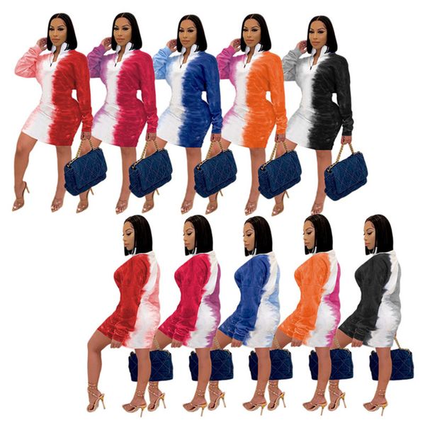 

women fashion long sleeve fall hoodies dresses gradual 3xl midi zipper neck skirts bigger size pullover elegant casual clothes 4413, Black;gray