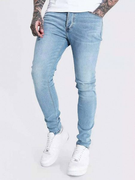 

men solid zipper fly skinny jeans q9og#, Blue