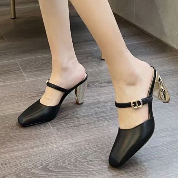 

fashion luxury ladies sandals black patent leather roman high heels ladies unique letter dress wedding shoes size 35-41