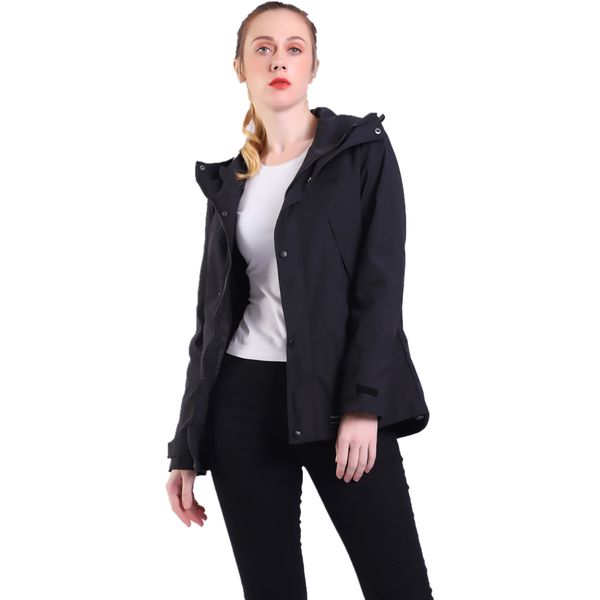 

2021 new women spring and autumn hooded coat outdoor windbreaker mountaineering jacket outwear steetwear qz25, Black;brown