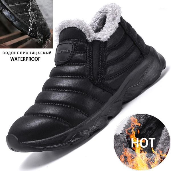 

women boots men winter warm outdoor walking sneakers men flats women 2020 new snow botas plus 35-461, Black