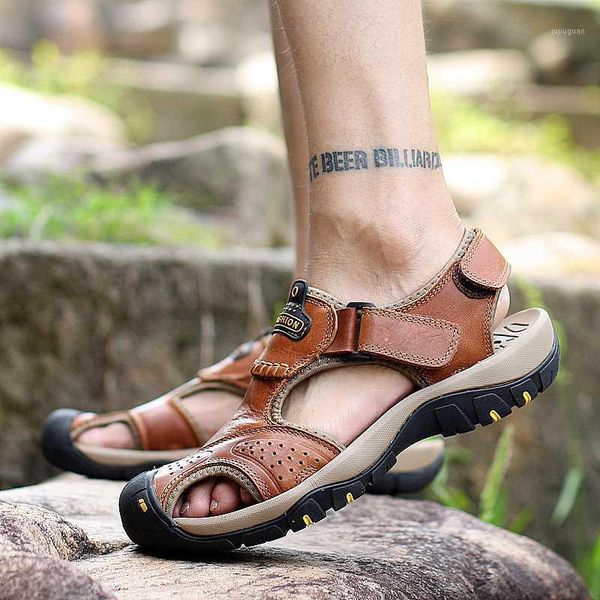 

sandals men shoes breathable summer slippers men genuine leather sandals black beach slippers sandalias hombre sandale homme1