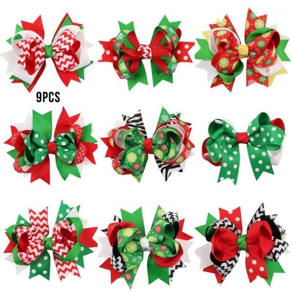 

pcs girl christmas holiday gift snowflake ribbon hair bows clip hairpin headdress party accessories1 decorations