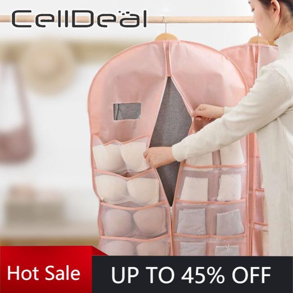 

dust cover multifunction folding clothing storage bag non-woven socks bra fabric rack hanger organizer for wardrobe home storage