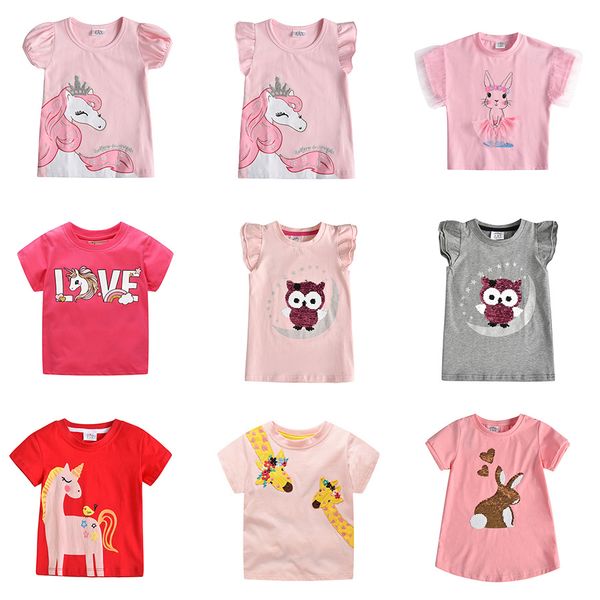 

kids girl t shirt summer baby girl cotton toddler tees clothes children clothing unicorn t-shirts short sleeve casual wear y200704, Blue