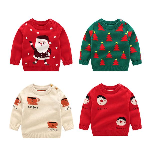 

boys' 2020 children's autumn and girls' cotton knitted sweater round neck cartoon s tree top, Blue