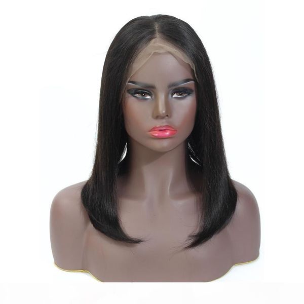 

short straight bob lace front wig 150 density malaysian pixie cut straight human hair wigs 8-16inch lace frontal wig remy hair, Black;brown