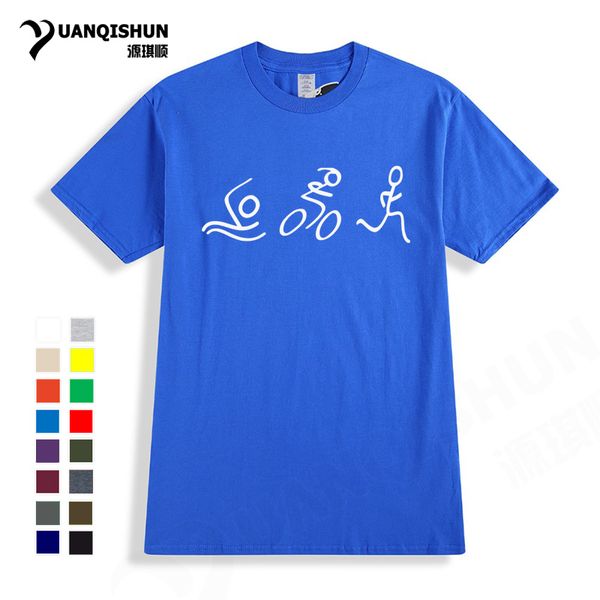 

fashion simple triathlon funny swim bike run abstract print 16 colors short sleeve casual sport hooded sweatshirt hoodie men t shirt