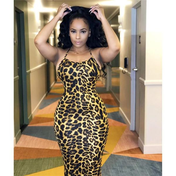 

leopard print backless bodycon party dress 2021 women sleeveless strap slim clubwear dress women summer sundress, Black;gray