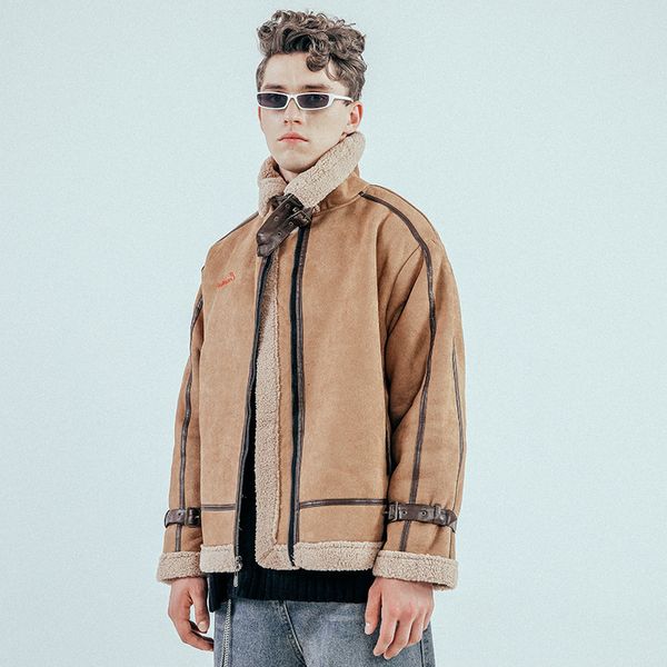 

2020 new design men faux fur jacket woolen coat