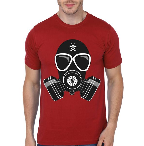 

a black gas mask red half sleeve t shirt sport hooded sweatshirt hoodie
