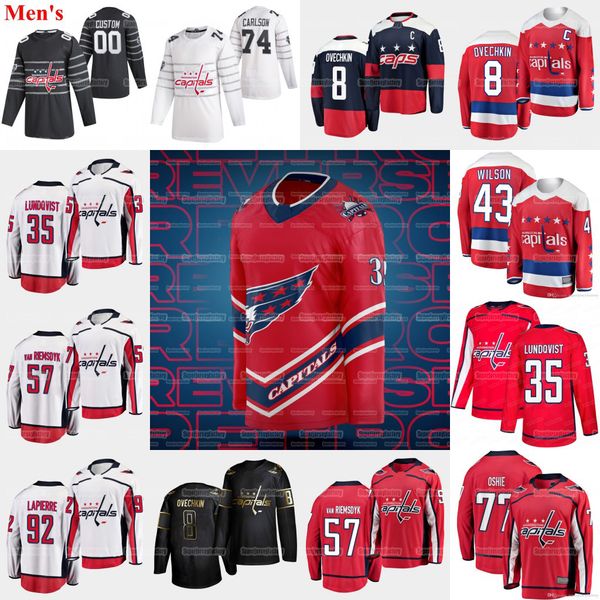 

35 henrik lundqvist washington capitals 2021 third jersey 8 alexander ovechkin john carlson van riemsdyk t.j. oshie kuznetsov tom wilson, Black;red
