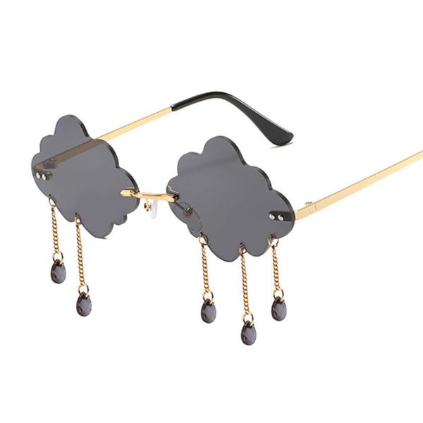 

fashion round clouds sunglasses women vintage rimless tassel sun glasses female oculos femininoÂ, White;black