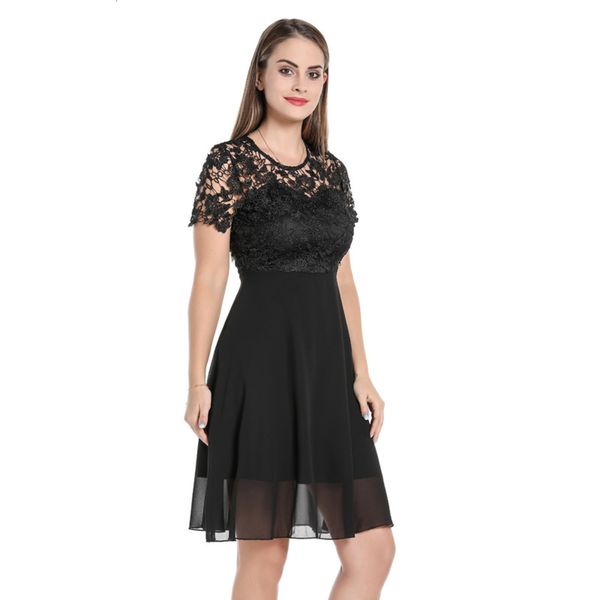 

drs neck 2020 women's round perspective lace skirt 2130, Black;gray