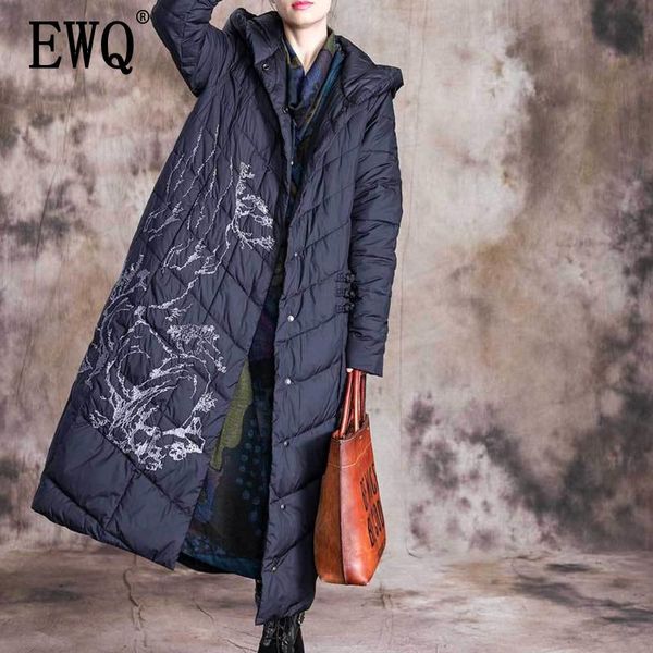 

ewq] 2020 весна осень новая вышивка полный рукав свободная элегантная высокая улица толстая теплый тонкий женский хлопок пальто tu002, Black