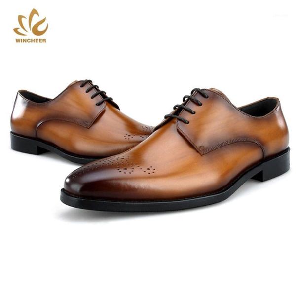 

wincheer factory direct price breathable business lace up casual handmade leathers brown formal leather men shoes luxury design1, Black