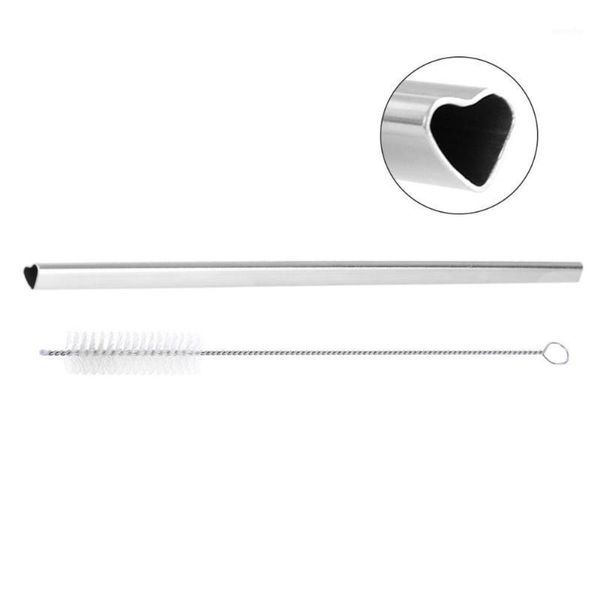 

kitchen bar decoration heart shaped stainless steel metal straws reusable straw w/th cleaning brush eco-friendly accessories1