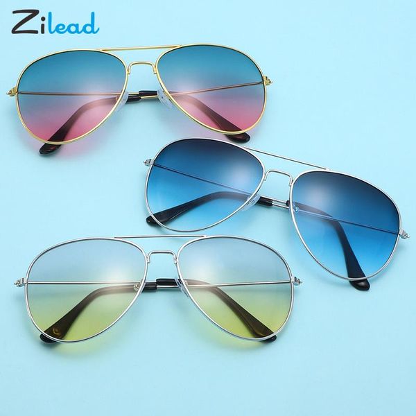 

zilead fashion vintage sunglasses large metal frame sung glasses with gradual change summer ocean color lens spectacles unisex, White;black