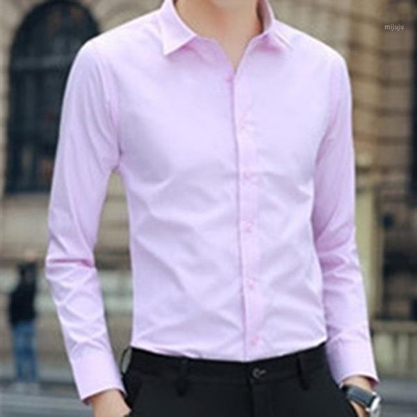 

summer business basic solid color long-sleeved men's shirt men's suit shirt solid color slim-fit office formal lht011, White;black