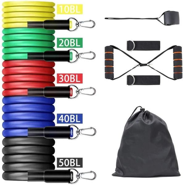 

zomake resistance bands with handles, door anchor, ankle straps exercise band set for workout fitness stackable up to 150lb