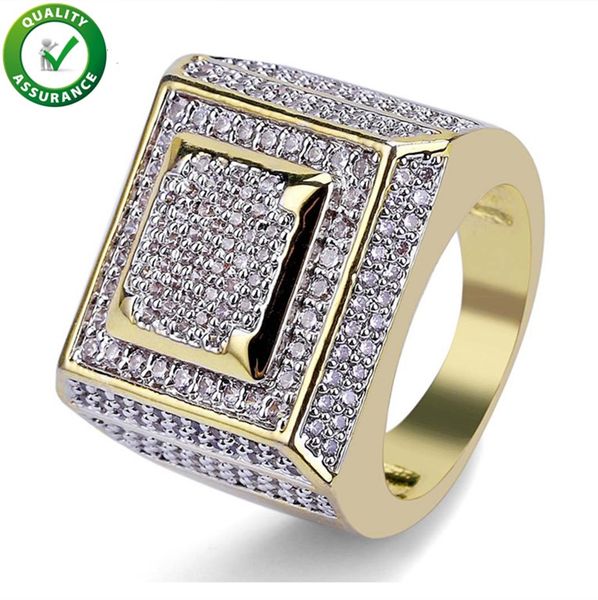 

hip hop mens jewelry rings luxury designer fashion gold plated iced out full cz diamond finger ring bling cubic zircon love ring wedding, Golden;silver