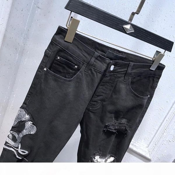 

new plaid designer mens jeans college style biker leisure fit slim jeans mens casual solid classic straight denim designer jeans size 29-40, Blue