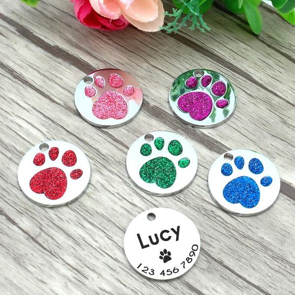

glitter paw peat dog id теги персонализированные id теги id из нержавеющей стали анти-потерянные для puppy cat custom gaigraved имя воротник