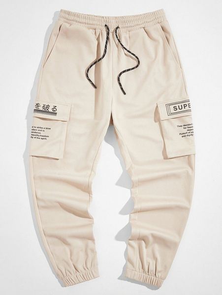 

men slogan graphic sweatpants a5l7#, Black