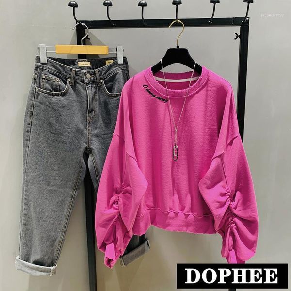 

women's hoodies & sweatshirts bf style cotton oversize sweatshirt coat women 2021 spring streetwear hoodie femme high waist bat sleeve, Black