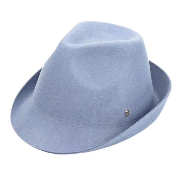 

wide brim hats jazz trilby mans felt fedora classic medium width woman short vintage stylish fashion wool hat, Blue;gray