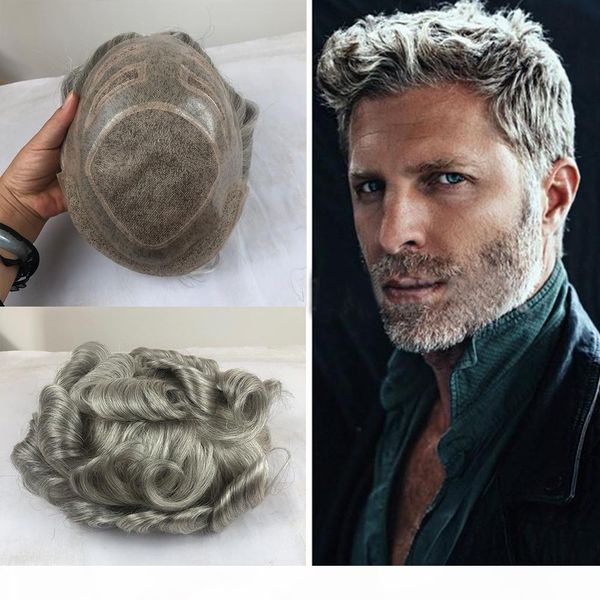

toupee for men hair indian remy human hair replacement system for men, 10" x 8" human hair toupee men, Black