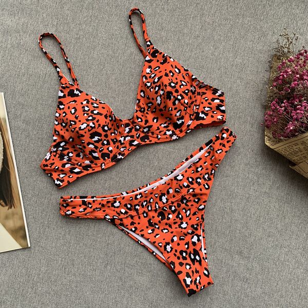 

leopard print cust cust cant swimsuit split steel bikini