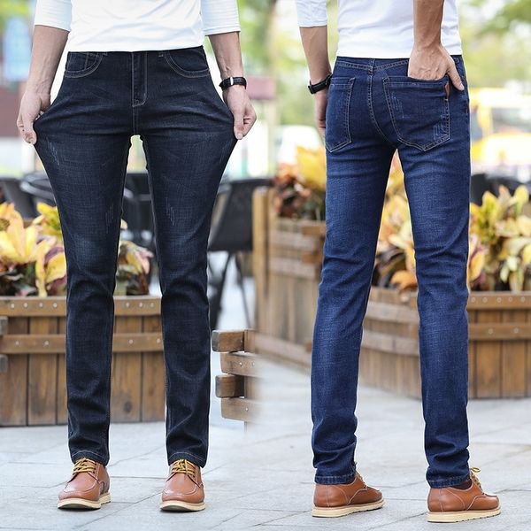 

hbwfx эластичные джинсы мужские тонкие jeansjeans и jeansloose тренд прямые брюки четыре сезона молодежь просто случайные случайные брюки му, Blue
