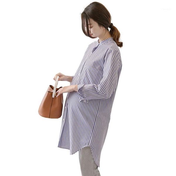 

maternity dresses 2021 spring autumn pregnnat dress striped pregnancy clothes for pregnant women long sleeve clothing1, White